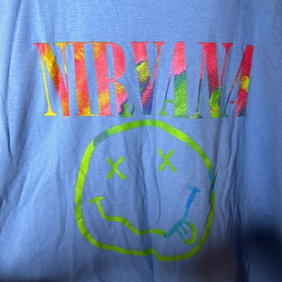 NWT Nirvana Women's Short-Sleeve Neon Smile Boyfriend Graphic Tee Size 2XL - Picture 2 of 4
